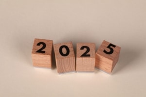 2025 on wooden blocks