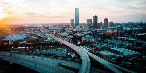 Aerial view and skyline of Oklahoma