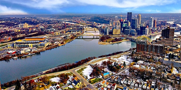 aerial view of Pittsburgh, Pennsylvania