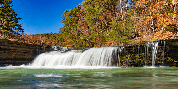 Waterfall in the Ozark National Forest in Arkansas | States with the best and worst credit scores