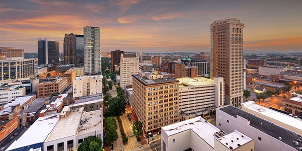 Aerial view of downtown Birmingham, Alabama