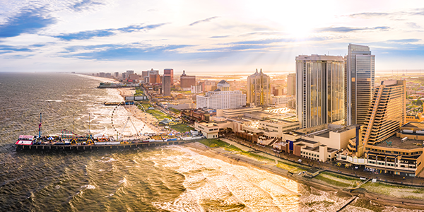 Atlantic City Boardwalk aerial view | States Best and Worst Auto Refinance Rates