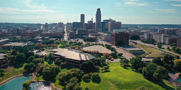 Aerial view of Omaha Nebraska