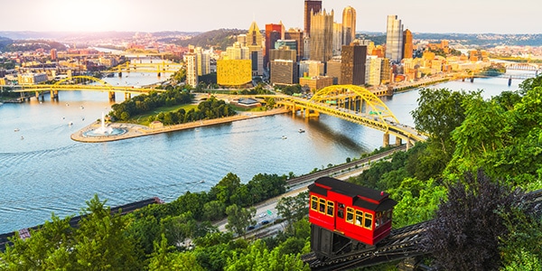 aerial view of Pittsburgh, Pennsylvania