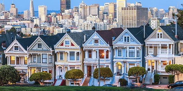 Colorful houses referred to as The Painted Ladies of San Francisco