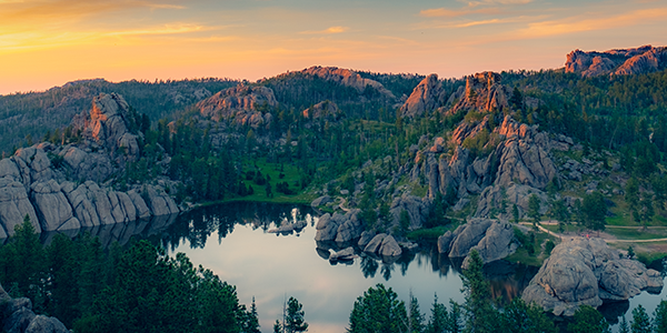 South Dakota Custer Lake at sunset | States Best and Worst Auto Refinance Rates