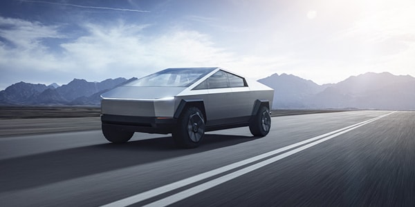 Tesla Cybertruck on an open road