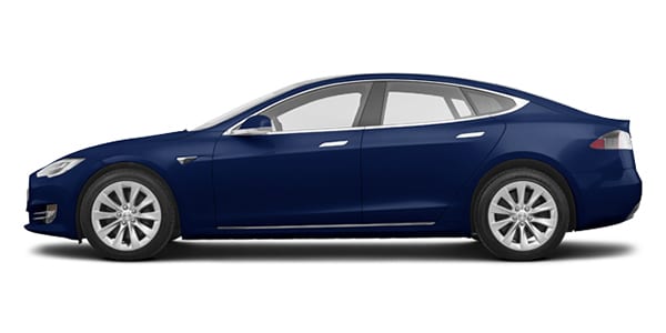 side view of a blue 2022 Tesla Model S