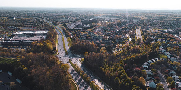 aerial view of Montgomery County, Maryland