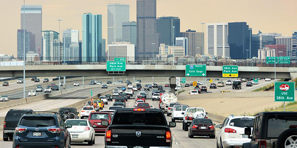 Traffic heading toward Denver, CO