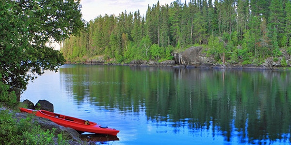 Kayak on a river of a Minnesota national park