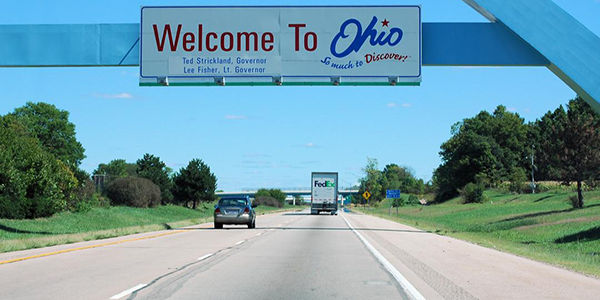 Welcome to Ohio sign over highway